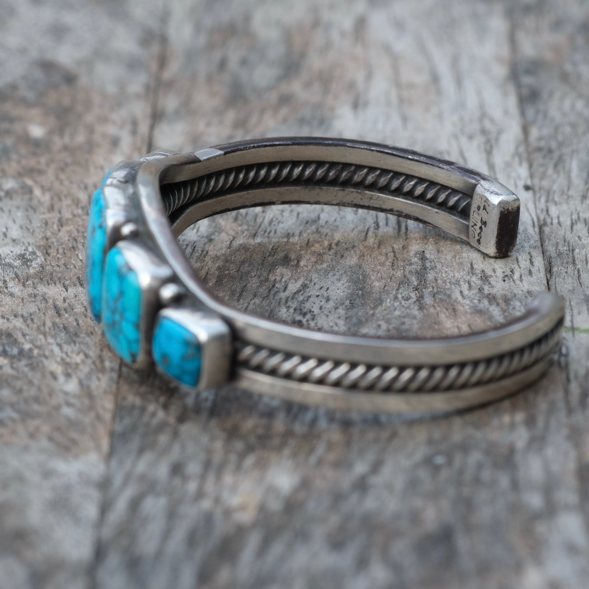 Vintage Sterling 5-Stone Turquoise Bracelet