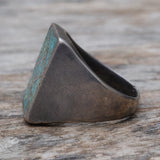 Vintage Sterling Crushed Turquoise Inlay Ring 10.25