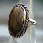 Vintage Sterling Tigers Eye Roper Ring 3.75