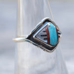 Vintage Sterling Zuni Inlay Band 6.75