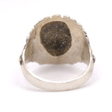Vintage Sterling Turquoise Inlay Chief Ring 5.75