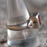 Vintage Sterling Red Glass Ring 10.25