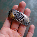 Vintage Sterling Wide Bear Paw Cuff Bracelet 6.75"