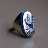 Vintage Sterling Inlaid Road Runner Ring 10