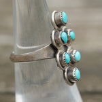 Vintage Sterling Turquoise Cluster Ring 5.5