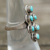 Vintage Sterling Turquoise Cluster Ring 5.5