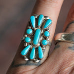 Vintage Sterling Turquoise Cluster Ring 5.75