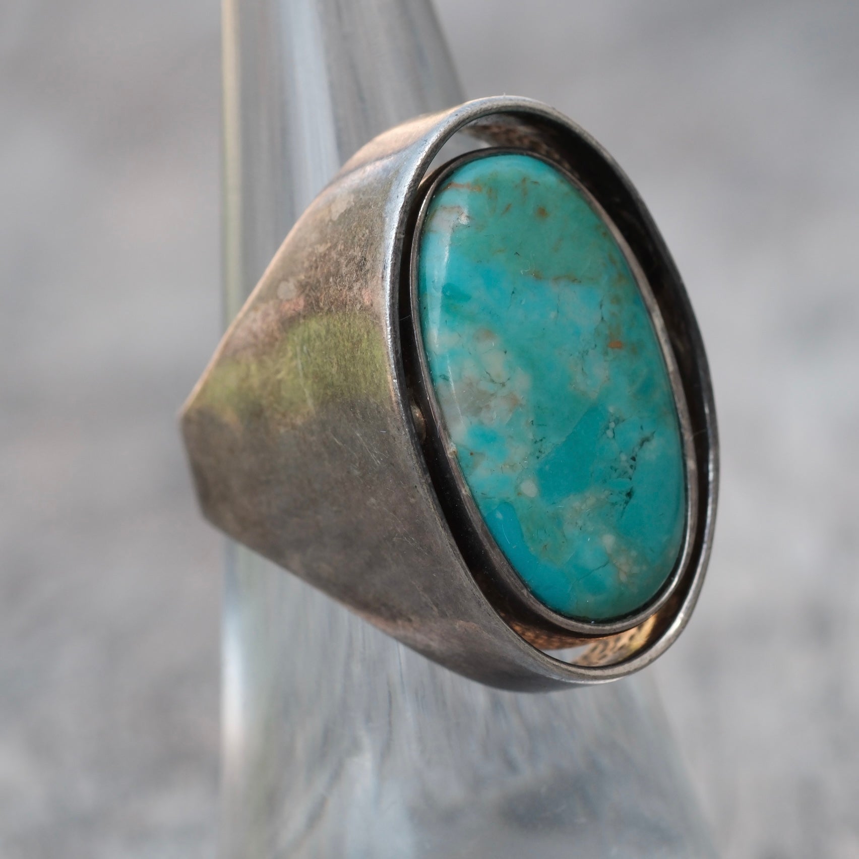Vintage Sterling Turquoise and Lapis Reversible Ring 5.5