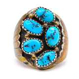 Vintage Sterling Turquoise Cluster Ring 9.5