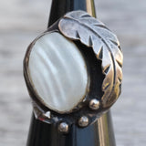 Vintage Sterling Mother OF Pearl Feather Ring 5