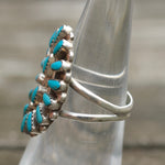 Vintage Sterling Turquoise Cluster Ring 6.25