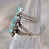 Vintage Sterling Turquoise Cluster Ring 4