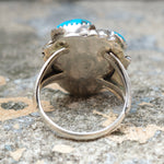 Vintage Sterling Turquoise Buffalo Ring 10.5
