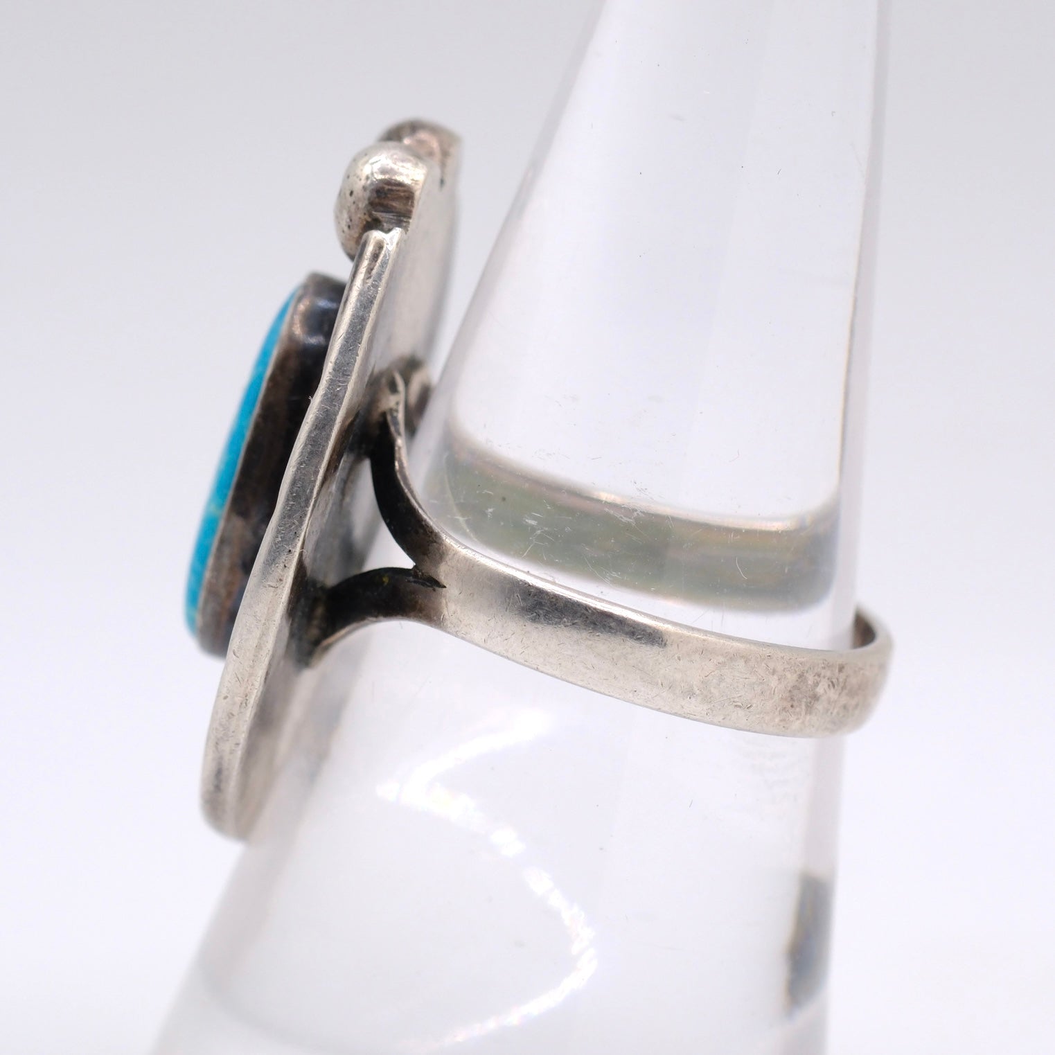Vintage Sterling Turquoise Horseshoe Ring 8.5
