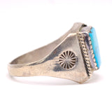 Vintage Sterling Turquoise Stamped Band Ring 11.5