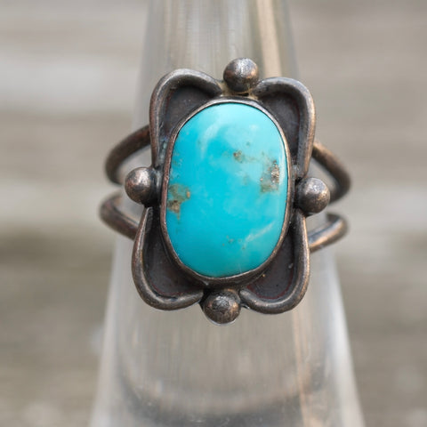 Vintage Sterling Turquoise Ring 5.25