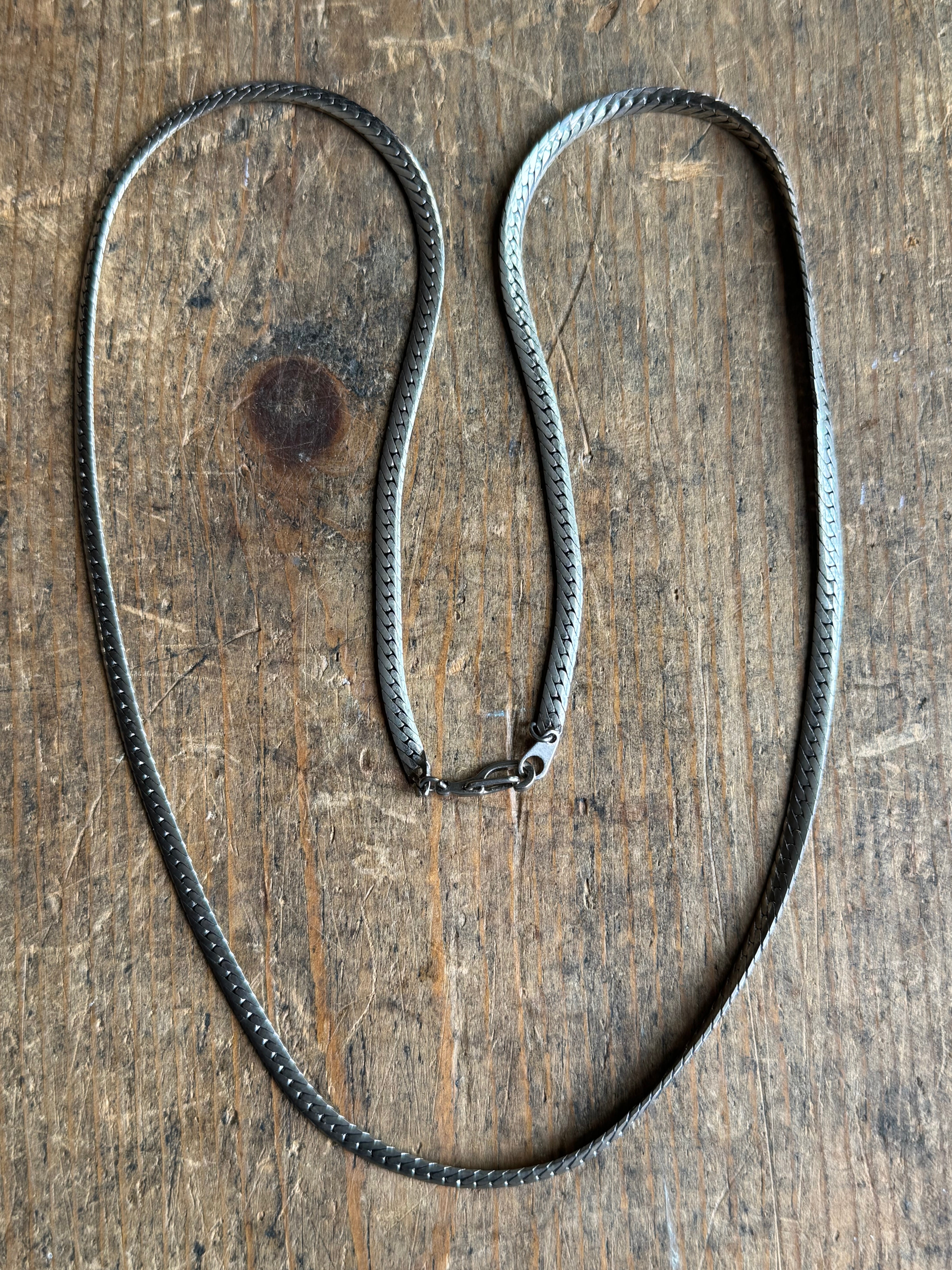 Vintage Sterling Silver 24” Herringbone Chain