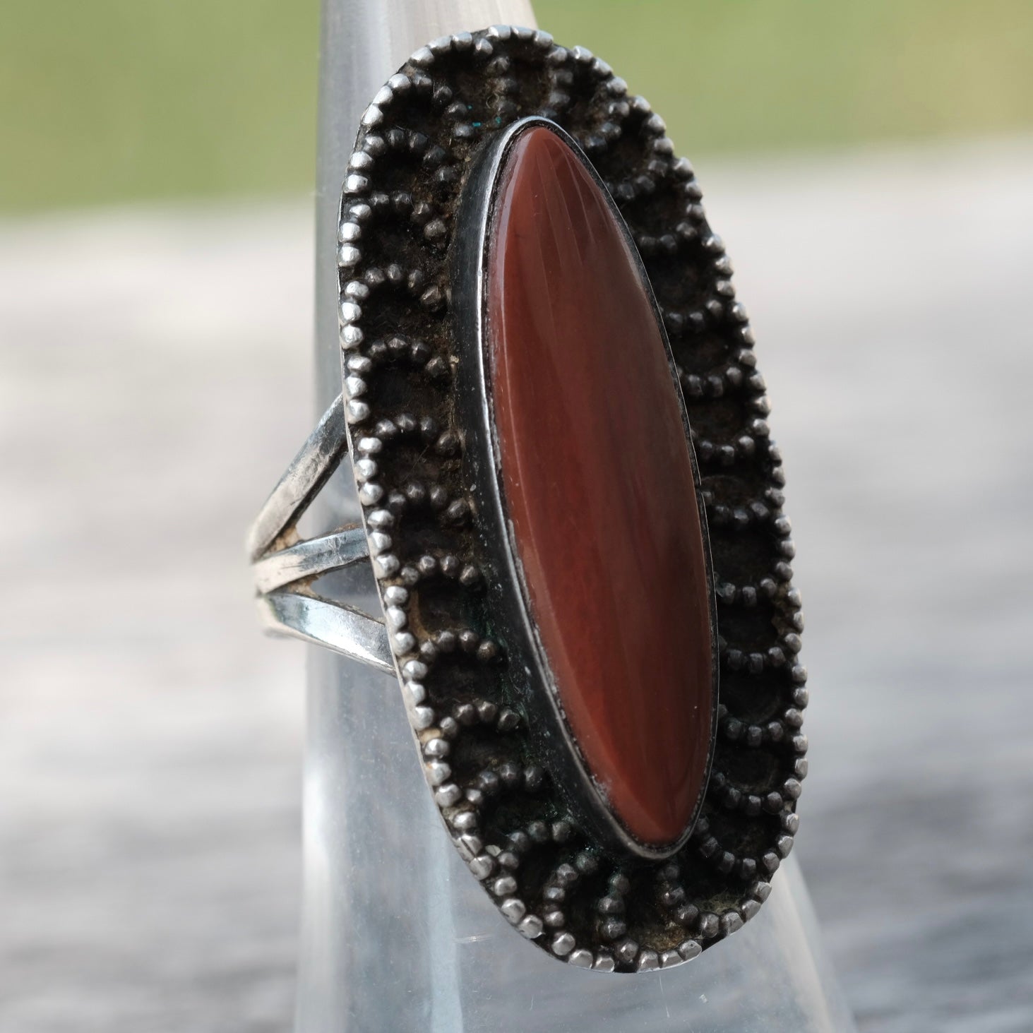 Vintage Sterling Agate Ring 6