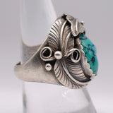 Vintage Sterling Turquoise Feather Ring 9