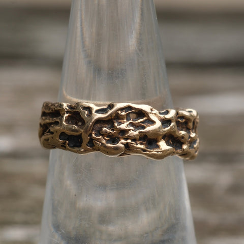 Vintage 14K Gold Brutalist Band 6