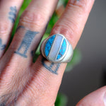 Vintage Sterling Turquoise and Mother Of Pearl Inlay Ring 10
