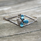 Vintage Sterling Blue Gem Feather Cuff