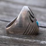 Vintage Sterling Turquoise Bear Paw Ring 10.5