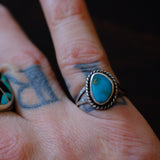 Vintage Sterling Turquoise Roper Ring 6.5