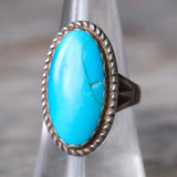 Vintage Sterling Turquoise Roper Ring 7