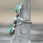 Vintage Sterling Turquoise and MOP Feather Ring 3.75