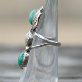 Vintage Sterling Turquoise and MOP Feather Ring 3.75