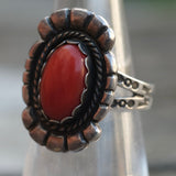 Vintage Sterling Coral Ring 5.25