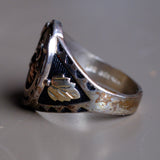 Vintage Sterling and 12k Gold Horseshoe Ring 9.75