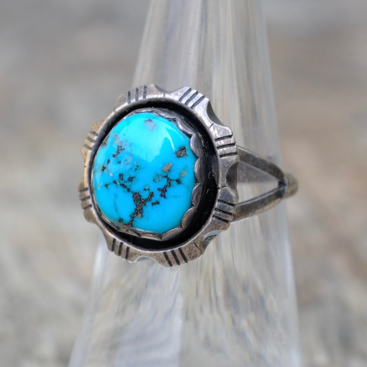 Vintage Sterling Turquoise Ring 6.5