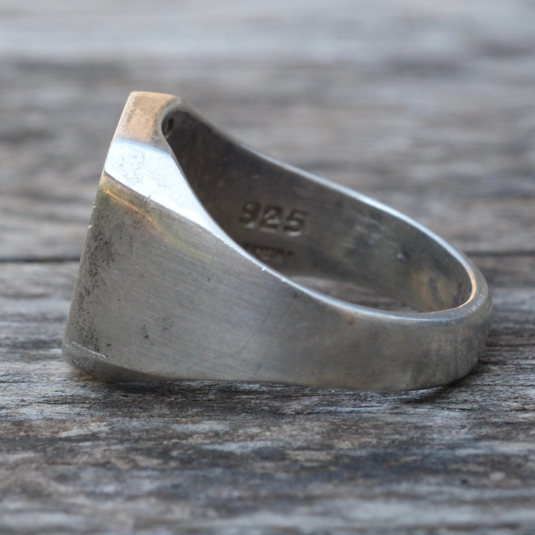 Vintage Sterling N Initial Signet Ring 10.75