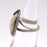 Vintage Sterling Mother Of Pearl Feather Ring 5.25