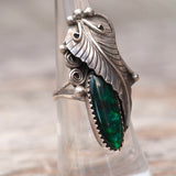 Vintage Sterling Blue Abalone Feather Ring 6
