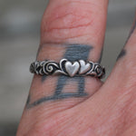 Vintage Sterling Silver Heart Band 6.25