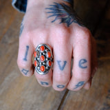 Vintage Sterling Coral Cluster Ring 6