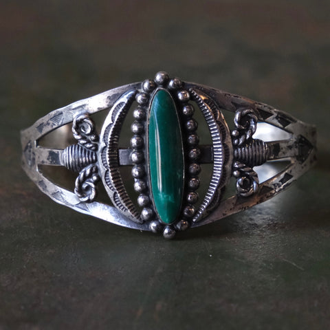 Vintage Sterling Fred Harvey Era Turquoise Cuff