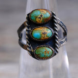 Vintage Sterling 3-Stone Turquoise Ring 6