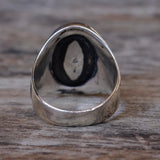 Vintage Sterling Turquoise Thunderbird Ring 9.25