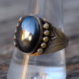 Vintage Sterling Hematite Stamped Cigar Band Ring 10