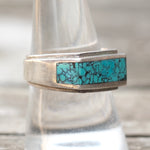 Vintage Sterling Turquoise Inlay Band 9.5