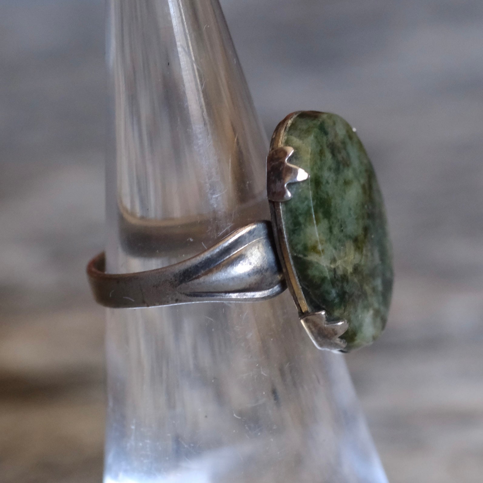 Vintage Sterling Agate Ring 4.25