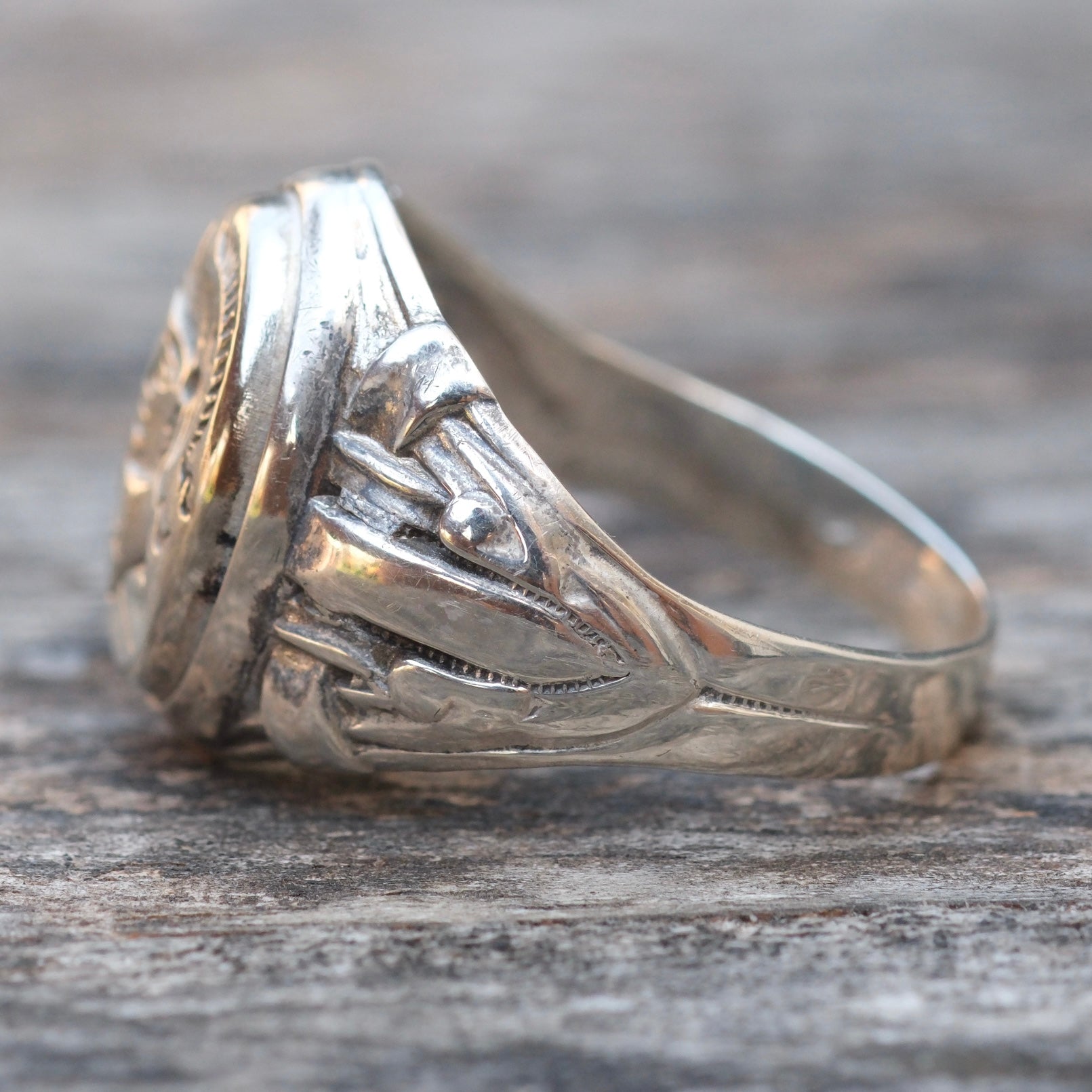Vintage Sterling Centurion Signet Ring 11