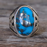 Vintage Sterling Turquoise Thunderbird Ring 9.25