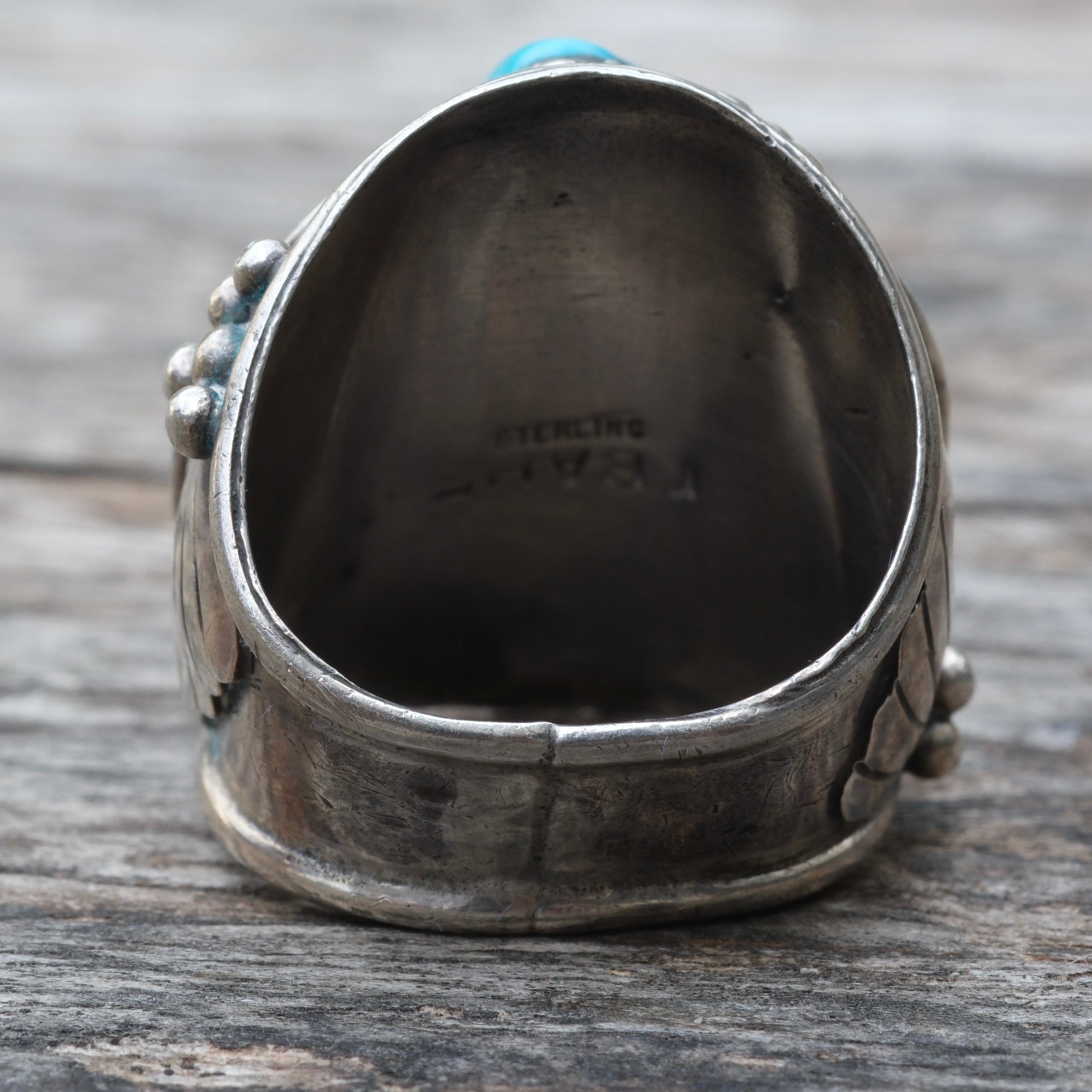 Vintage Sterling Chunky Turquoise Ring 11