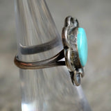 Vintage Sterling Turquoise Florette Ring 4.75
