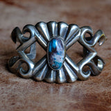 Vintage Sterling Turquoise Sandcast Cuff Bracelet